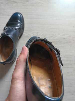 Pantofi Piele Valentino Garavani Black Rockstud Studded Leather Double Monk Strap Shoes 43.5 - imagine 7