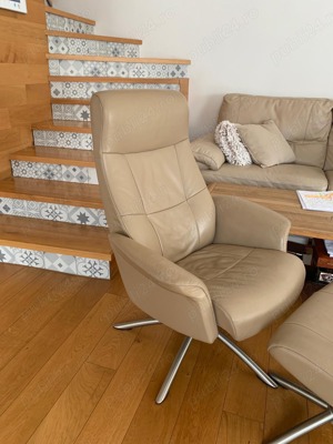 Fotoliu din piele cu spatar reglabil - imagine 4