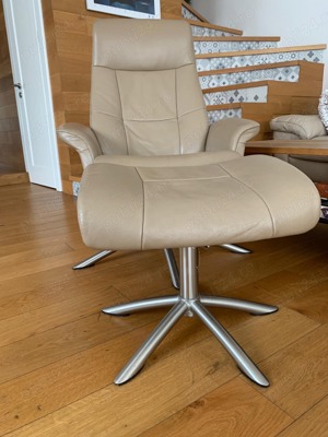 Fotoliu din piele cu spatar reglabil - imagine 2