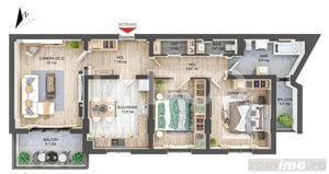 Apartament de 83 mpu 3 camere decomandate 2 bai 2 balcoane COMISION 0% - imagine 4