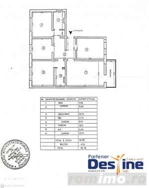 Apartament 4 camere 80,78 mp  - cartier FRUMOASA