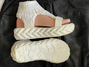 Sandale tricotate albe dama platforme - imagine 3