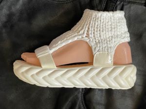 Sandale tricotate albe dama platforme - imagine 4