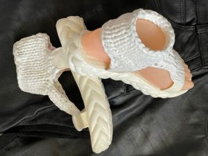 Sandale tricotate albe dama platforme - imagine 2