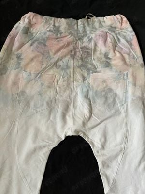 Salvari dama 4 buzunare nadragi pantaloni tur lasat femei made in Italy imprimeu trandafiri pastel 