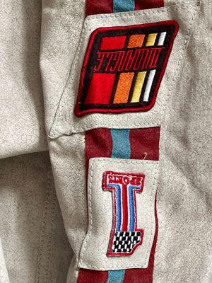 Jacheta vintage barbati piele alba geaca moto biker Clockhouse 5 buzunare primavara vara - imagine 8