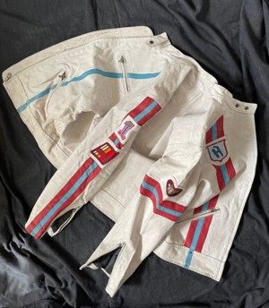 Jacheta vintage barbati piele alba geaca moto biker Clockhouse 5 buzunare primavara vara - imagine 2