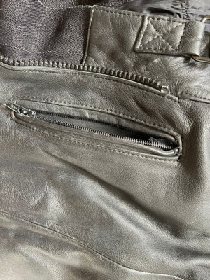 Pantaloni motor negri barbati piele protectii solduri genunchi Moto Line - imagine 7