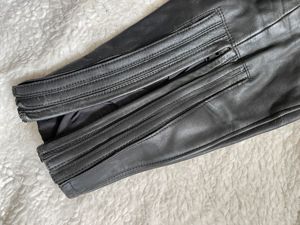 Pantaloni motor negri barbati piele protectii solduri genunchi Moto Line - imagine 8