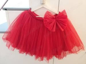 Fusta tull rosie cu fundita detasabila - imagine 2