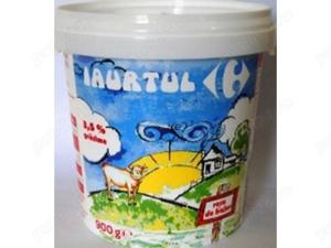 Galetusa de plastic 1 litru goala, pt. ambalat miere de la iaurt Carrefour; potrivita pt. rasaduri