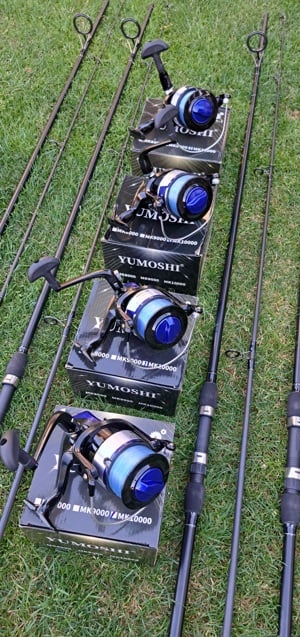 Set 4 Lansete 3,90m, 3,75 LBS + 4 Mulinete tambur 10.000  - imagine 3