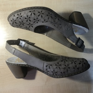 Sandale dama bej, Rieker, din piele naturală, noi + LIVRARE GRATIS!