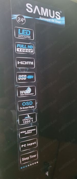 TV Monitor LED SAMUS 24" Full HD 1920x1080 Usb HDMI VGA PC Input 16:9 60cm 61cm 24SM61ED Televizor - imagine 3