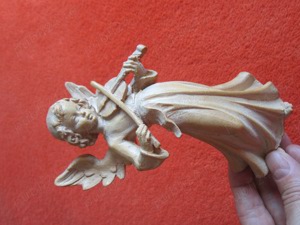 cadou rar Inger cu vioara sculptura lemn colectie Germania 1960 - imagine 4