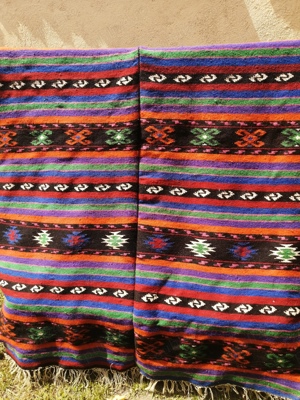 Vand covor macat covertura tesut manual la razboi, din lana, zona Tismana, Gorj