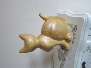 cadou inedit Pisica sculptura lemn Germania 1970 - imagine 3