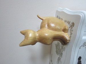 cadou inedit Pisica sculptura lemn Germania 1970 - imagine 2