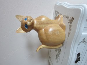 cadou inedit Pisica sculptura lemn Germania 1970