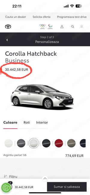 Toyota Corolla HYBRID 2023 full (NEGOCIABIL) Parcare gratuita - imagine 8