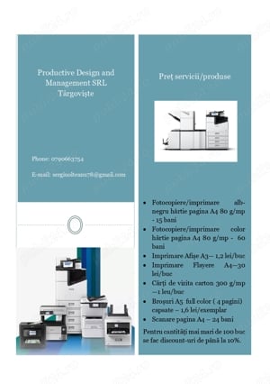 Servicii de tiparire si copiere