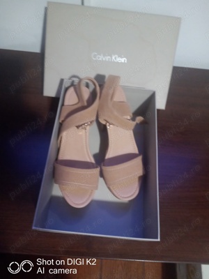 Sandale dama din piele naturala brend Calvin klein 