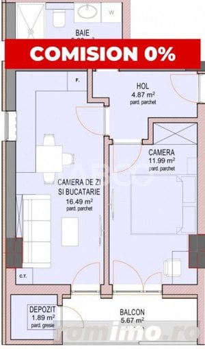 Apartament FARA COMISION 2 camere si balcon etaj 2 Sibiu Dna Stanca