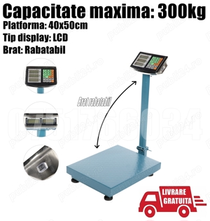 Cantar Platforma Electronic Brat Rabatabil Baterie Reincarcabila 300kg LIVRAREA GRATUITA