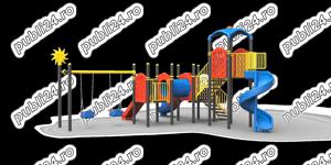 Complex de joaca pentru copii , tobogan , leagan , figurine pe arc , balansoar  - imagine 9