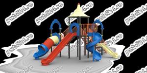Complex de joaca pentru copii , tobogan , leagan , figurine pe arc , balansoar  - imagine 8