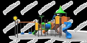 Complex de joaca pentru copii , tobogan , leagan , figurine pe arc , balansoar  - imagine 10
