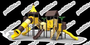 Ansamblu de joaca pentru copii , tobogan , leagan dublu  - imagine 3