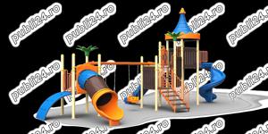 Ansamblu de joaca pentru copii , tobogan , leagan dublu  - imagine 8