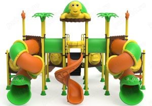 Ansamblu de joaca pentru copii , tobogan , leagan dublu - imagine 4