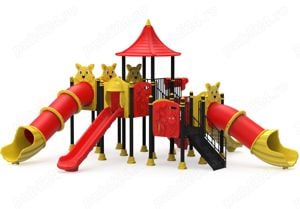 Ansamblu de joaca pentru copii , tobogan , leagan dublu - imagine 5