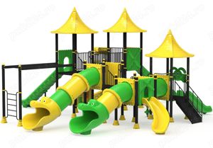 Ansamblu de joaca pentru copii topogan spirala , leagan dublu  - imagine 5