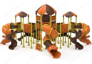 Ansamblu de joaca pentru copii topogan spirala , leagan dublu  - imagine 7