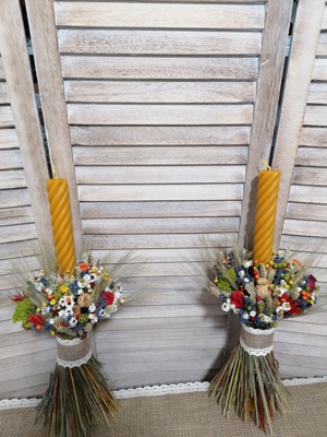 Lumanari din ceara pentru cununie flori uscate 