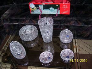 Set de obiecte din cristal alb, 6 piese, in cutie. - imagine 2