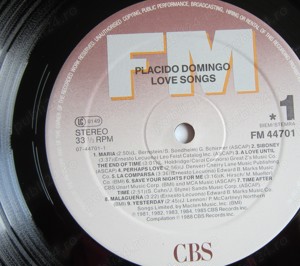 vinil Placido Domingo  -Greatest Love Songs ,Olanda 1988 impecabil - imagine 4