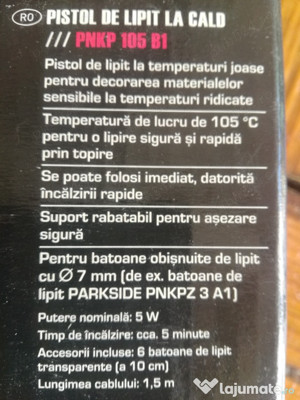 Pistol de lipit la cald PARKSIDE PNKP 105 B1, cu batoane de silicon - imagine 3