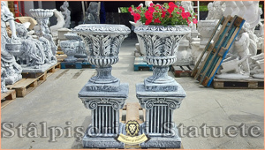 Set soclu cu vază, gri patinat, model S64-V3.