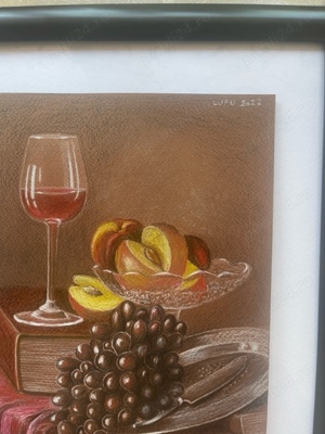 Tablou - natura statica cu struguri si vin - imagine 3