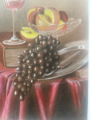 Tablou - natura statica cu struguri si vin - imagine 4