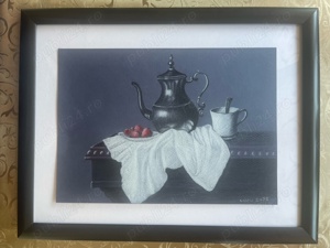 Tablou - natura statica cu ceainic si cana