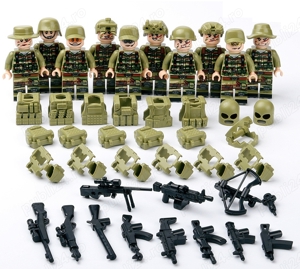 Set 10 Minifigurine tip Lego SWAT Antitero cu echipament tactic verde