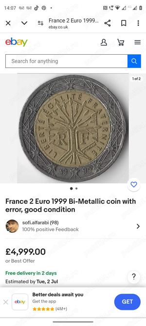 vand moneda rara 2 euro din anul 2000 franta - imagine 3