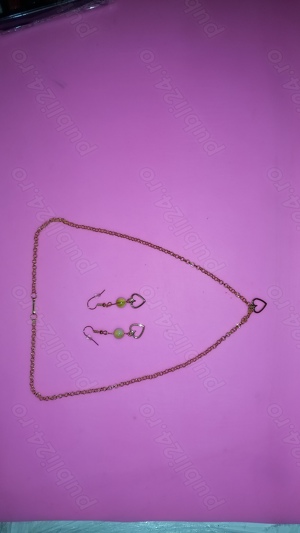 Set Cadou! Set bijuterii Fashion Colier+Cercei cu inimioare, Handmade - imagine 2