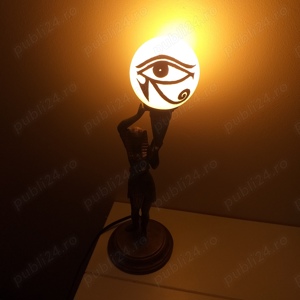 Veche lampa veioza decor statueta faraon Egipt ochiul mintii Eye of Horus Ra