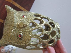 cadou rar Bufnita vintage bronz masiv handmade Feng Shui Franta 1960 - imagine 5